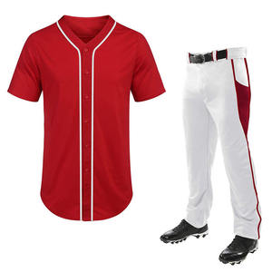 Ensemble uniforme de baseball classique respirant, maillots rouges longs - Product Image 4
