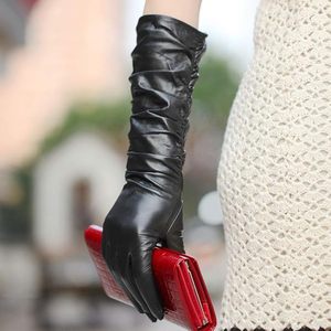 Womens fashion Long Touchscreen Leather <b>Gloves</b> Sleeves Fleece Lined - Product Image 4