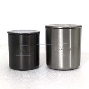 ขวดโหลโลหะสลักสำหรับทำเทียนหอมทำจากทองเหลืองเคลือบสีดำหรูหราโลโก้ตามสั่ง - Product Image 3