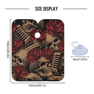 HYSAF APPARELS CO Capa de Peluquería Impermeable 64x56 con Cierre de Clip Metálico, Estampado de Calavera y Rosas, Capa de Peluquería Impermeable, Capa de Barbero - Product Image 4