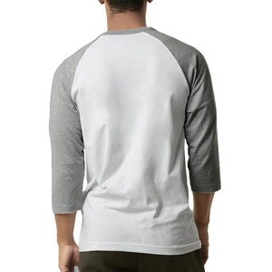 Custom <b>High</b> Quality Casual Contrast Raglan Long Sleeves Shirts Cotton Screen Print Oversize Rib Collar <b>Tshirts</b> for <b>Men</b> - Product Image 4