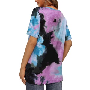 T-shirt imprimé à col en V pour femme, doux, confortable, décontracté, à manches courtes, en coton doux, écologique, respirant, exporté du Bangladesh - Product Image 6