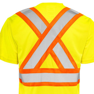 Polo de travail unisexe respirant en polyester/coton, haute visibilité, réfléchissant, sécurité, manches courtes - Product Image 3