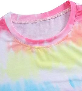 Camisetas de Último Diseño con Estampado Tie Dye, Manga Corta, 100% Algodón, Corte Recortado, Estilo Urbano para Mujer, Transpirables, OEM - Product Image 2