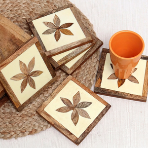 Posavasos de Lujo Hechos a Mano con Incrustaciones de Hueso, 6mm de Grosor, Forma Personalizada, Ecológicos, Resistentes al Aceite, Extra Grandes para Café, Té y Hogar - Product Image 1