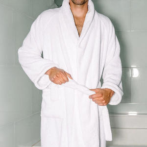 Albornoz con cuello chal y juego de toallas Nesta Sports, 100% algodón de rizo, albornoz de lujo para spa y hotel - Product Image 3