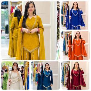 Conjunto Salwar Kameez de Cristal Blanco Bordado con Microincrustaciones Romanas, Traje Tradicional Indio-Pakistaní para Mujer con Dupatta y Trabajo de Espejos Auténticos - Product Image 2