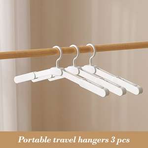 ไม้แขวนเสื้อพกพาแบบพับได้ 3 ชิ้น สำหรับเสื้อผ้า ผ้าขนหนู ถุงเท้า ผลิตในจีน - Product Image 2