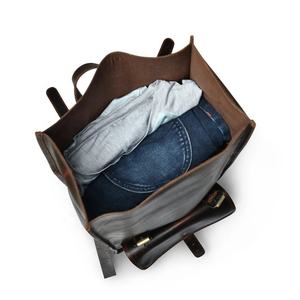 Sac à dos en cuir véritable College Roll Top Business Outdoor Travelling Backpack Laptop Large Capacity Leather Backpack - Product Image 3