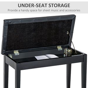 Banc de piano traditionnel en bois de bouleau pour 2 personnes, rembourrage en similicuir, clavier mécanique classique 88 touches, marteau réglable, noir - Product Image 6