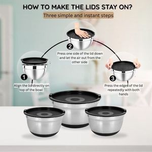 Wholesale Premium Stainless Steel Home Kitchen Food Container Storage Mixing Bowl Set Food Containers with Lids Airtight - Product Image 5