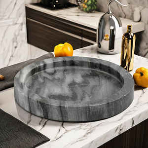 Vente en gros Plateau de service rond en marbre noir Décoration d'intérieur Nordic Marden Plateau à fruits Fabricant élégant en marbre noir - Product Image 1
