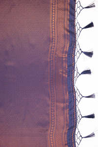 New Traditional Design <b>Purple</b> Silk <b>Saree</b> With Leaf Pattern And Border Traditional Indian Wedding Wear For Women - Product Image 4