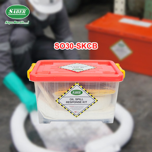 Kit professionnel de réponse aux déversements d'hydrocarbures de 30 litres dans une boîte transparente, ensemble absorbant d'hydrocarbures portable d'urgence avec tampons haute capacité - Product Image 4