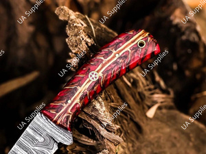 มีดเดินป่าอเนกประสงค์ขนาด 8 นิ้ว เหล็กดามัสกัส ราคาสุดคุ้ม คมกริบ ด้ามจับรูปทรงกรวยสน เหมาะสำหรับพกพาในชีวิตประจำวัน - Product Image 5