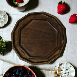 Plateau de service en bois de manguier vieilli brun noyer foncé plateau artisanal OEM ODM pour décoration de table de mariage maison hôtel pour bougie - Product Image 2