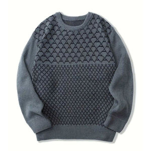<b>Men</b> Knitted <b>Sweater</b> Geometric Pattern Full Sleeve Pullover Autumn Wear 100% Acrylic Standard Thickness - Product Image 1