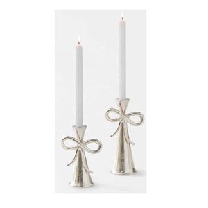 Hot Selling Bow Design Taper Aluminum <b>Candle</b> Holder Christmas Valentine's Day Centerpiece Pillar <b>Candle</b> Mantels Consoles Shelves - Product Image 1