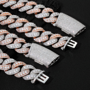 Pulsera de eslabones cubanos de moissanita de lujo con acabado en oro rosa y oro blanco, estilo hip hop, regalo de joyería para hombres y mujeres - Product Image 5