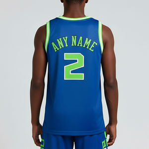 Ensemble de maillots de basket-ball personnalisés pour hommes, uniforme de sport sans manches avec nom et numéro personnalisés, 100% polyester respirant à l'avant - Product Image 6