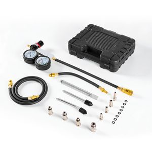 Kit d'outils de diagnostic automobile, testeur de compression des cylindres du moteur avec manomètre 0-100 PSI, 4 adaptateurs, 2 mètres de testeur de fuites - Product Image 1