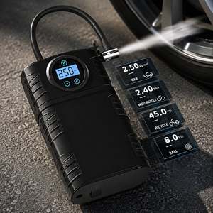 Pompa Kompresor Udara Mobil Listrik Portabel 12V Isi Ulang Nirkabel dengan Pengukur Tekanan Analog untuk Mobil Sepeda Motor - Product Image 3