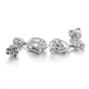 Elegantes Pendientes con Dos Diamantes en Forma de Pera, Cultivados en Laboratorio, Certificados por IGI, Color D E F, Claridad VVS VS, Oro, Oro Rosa, Oro Blanco, Plata - Product Image 4