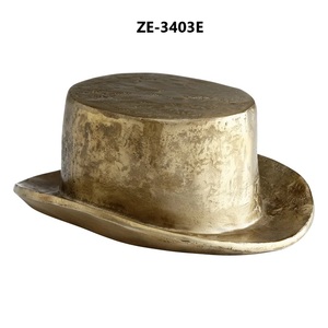 Escultura de Sombrero de Copa de Latón Hecha a Mano ZE-3403E, Decoración Artística Tradicional para Mesa de Salón - Product Image 1