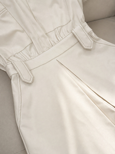 Tuta Corta da Donna in Crema con Maniche Corte, Stile Utility, Casual, con Elastico in Vita, in Poliestere e Spandex, Pezzo Unico, <span class=keywords><strong>LAVIN</strong></span> - ODM OEM - Product Image 6