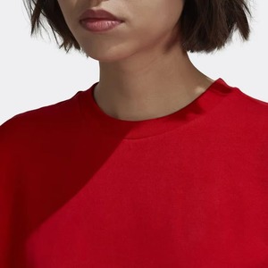 Women's Red Oversized Crew Neck Short Sleeve T-Shirt Loose Fit 100% Cotton Jersey Breathable All Seasons Casual <b>Top</b> - Product Image 5