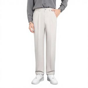 Pantalones de Traje Casuales de Negocios para Hombre, de Corte Slim, Pierna Estrecha, Cintura Alta, Color Sólido, Estilo Napolitano - Product Image 4