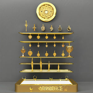 Juego de Joyería de Oro Sólido de 22K Vintage Unisex con Colgantes Religiosos Om/Trishul, Dijes de Corazón y Pez, y Pendientes de Aro - Product Image 2