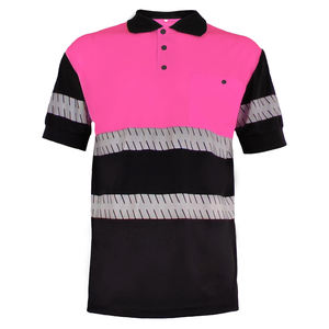 T-shirt de travail haute visibilité en gros avec bandes réfléchissantes sur les bras, maille respirante en polyester et poche utilitaire, manches courtes - Product Image 2