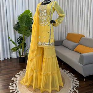 Wholesale Ramdev Trading Fashionable New Designer Indian Pakistani Ethnic Women's Modern Heavy Chinon Silk Kurta / <b>Kurti</b> - Product Image 1