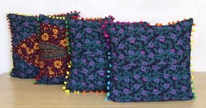 Juego de fundas de cojín de algodón Mandala Peacock, juego de 4 piezas, fundas de cojín hermosas hechas a mano en varios colores por consignantes indios. - Product Image 4