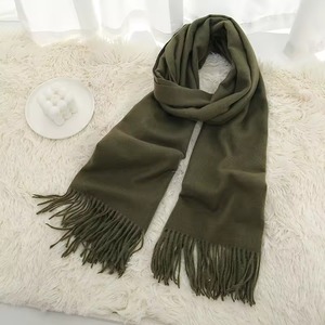 Châle long en cachemire pour femme, couleur unie, réversible, écharpe d'hiver pour usage quotidien - Product Image 6