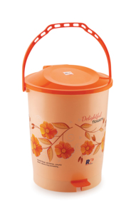 Stylish Plastic Pedal Dustbin with Lid & Carry Handle, Floral Print Waste <b>Basket</b> for <b>Bathroom</b>, Kitchen, Bedroom, Office & Home - Product Image 3