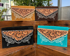 High Quality Boot Stitch Hand Tooled Suede Leather Envelope Crossbody Bag Women Large-capacity Leather Flap Shoulder Bag - Product Image 2