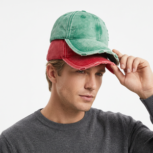 Vintage Unisex Baseball Cap Washed Cotton Denim 6-Panel Adjustable <b>Hat</b> Red Green Solid Color Casual Spring <b>Summer</b> Style - Product Image 2