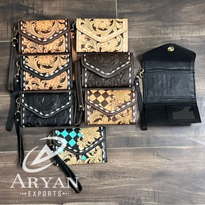 Latest Western Genuine Cow Leather Tooled Floral <b>Wristlet</b> Wallet Cowgirl Luxury Clutch Card & Cash Holder Perfect for Travel - Product Image 1