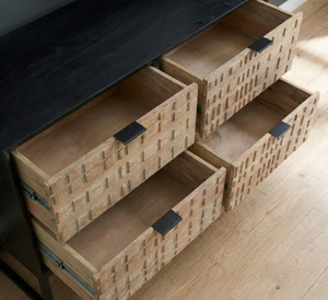 ตู้วางทีวีไม้มะม่วงทันสมัยพร้อมขาเหล็ก ชั้นวางของกว้างขวาง ดีไซน์สวยงามสำหรับตกแต่งห้องนั่งเล่น - Product Image 4