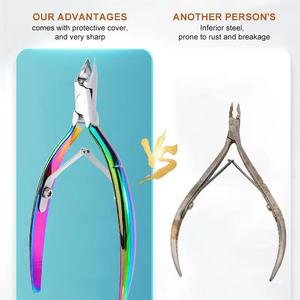 Cortauñas Profesional de Acero Inoxidable con Abertura de Mandíbula Ancha, Cuchilla Plana y Afilada para Uso en Dedos de Adultos, Nuevo Diseño con Acabado Arcoíris - Product Image 2