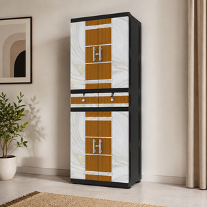 Naiba Drawer Fit Large Capacity Plastic <b>Wardrobe</b> Cabinet Beige with Drawer & Shelves for Clothing Storage Bedroom Furniture - Product Image 1