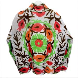 Handmade Corduroy Suzani Jacket Women's Floral Embroidered Cotton Stripe Lining Autumn <b>Winter</b> Fashion <b>Coat</b> - Product Image 3
