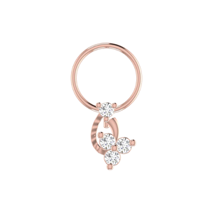 AJRETAIL 14K <b>Gold</b> Ethnic Dangling Teardrop Floral Design 0.08ct Natural Diamond GIA Certified <b>Nose</b> Pin - Product Image 2