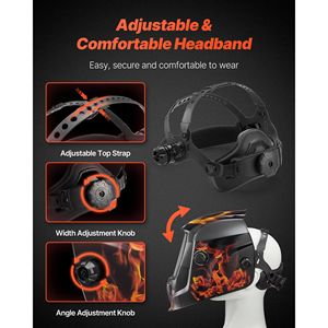Casco per saldatura auto-oscurante con alimentazione solare, schermo True Color da 3,66 x 1,69 pollici, 2 sensori di arco, tonalità 4/9, 13 pollici per saldatori - Product Image 5