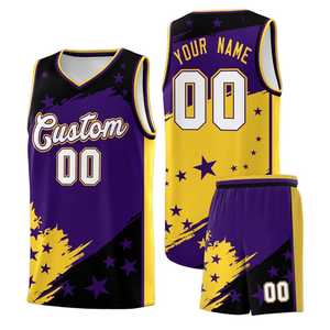 Ensemble de maillots de basket-ball Tofen Sports, col en V, sans manches, impression sublimée, maille respirante, unisexe, adulte, toutes saisons, 180g, 00 étoiles - Product Image 6