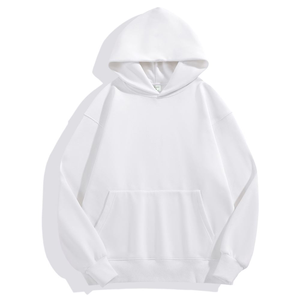 Sudadera con Capucha Negra Extra Grande para Hombre, Manga Larga, Felpa, Color Sólido, Informal, para Otoño, con Bolsillos, Tejido de Punto - Product Image 4
