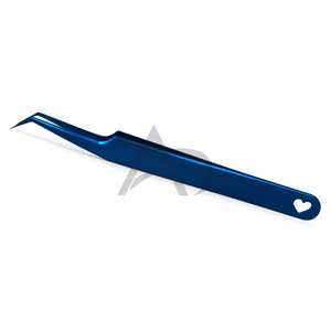 Pinzas de ángulo de 45 grados para extensión de pestañas, acero inoxidable con plasma azul, logotipo personalizado, instrumento de belleza OEM - Product Image 3
