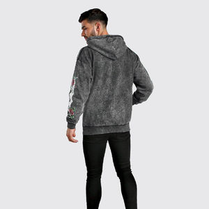Sweat-shirts à capuche pour hommes, nouveau style, en coton mélangé, délavés à l'acide, grandes tailles, basiques pour l'hiver, avec logo imprimé - Product Image 5